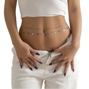 2 Piece Silver Waist Chain Set